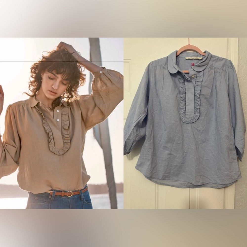 NWOT Marie Louise De Monterey $253 Women's Blue/ Gray Blouse Size S